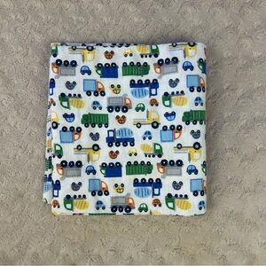 Gerber Dump Trucks Baby Receiving Blanket Construction Flannel Cars White Green